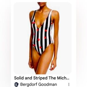 Solid & Stripe - The Michelle Striped Cherry-Print One-Piece Swimsuit NWT Size M